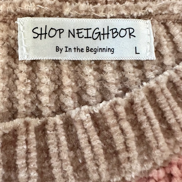Shop Neighbor Striped Croped Sweater - Pink, Red, White - Size L - Side Slits - Picture 5 of 9